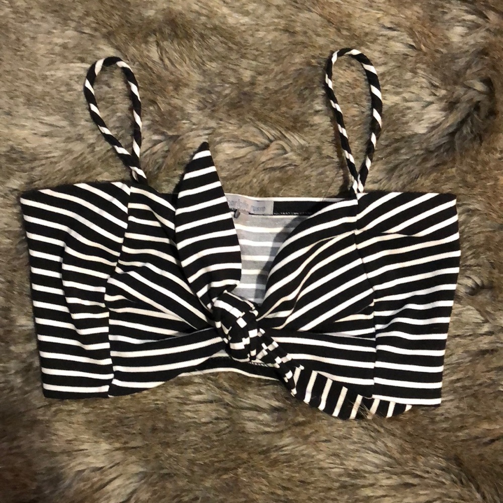 Black and white crop top.